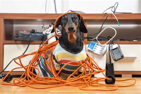 dog digs around electrical box|can dogs chew electrical cord.